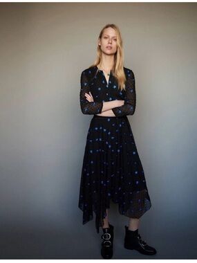 Maje embroidered Swiss dot chiffon dress size 1